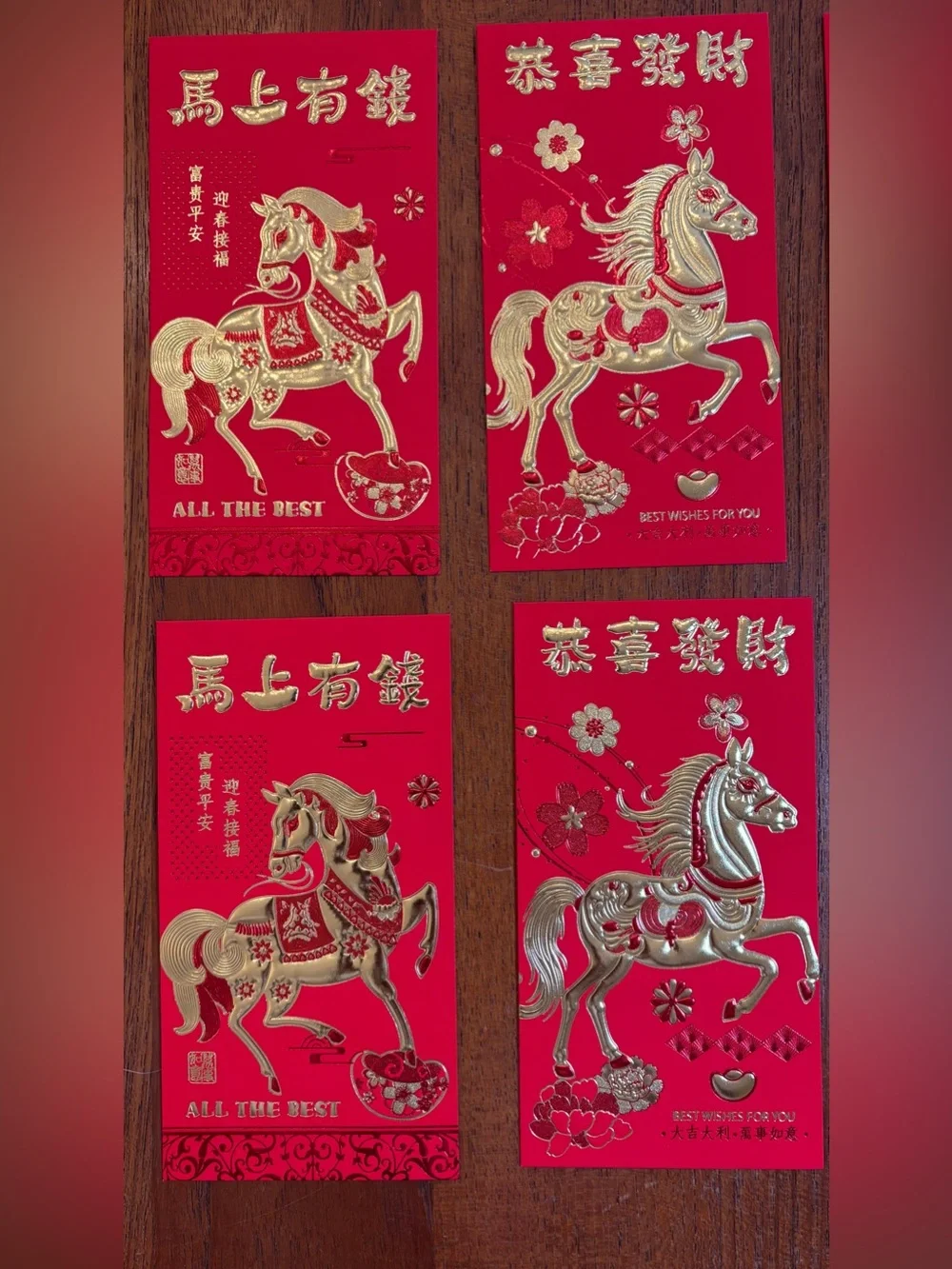 2026 Year of the Horse Hong Bao Red Envelopes Year of the Horse Gold Foil
